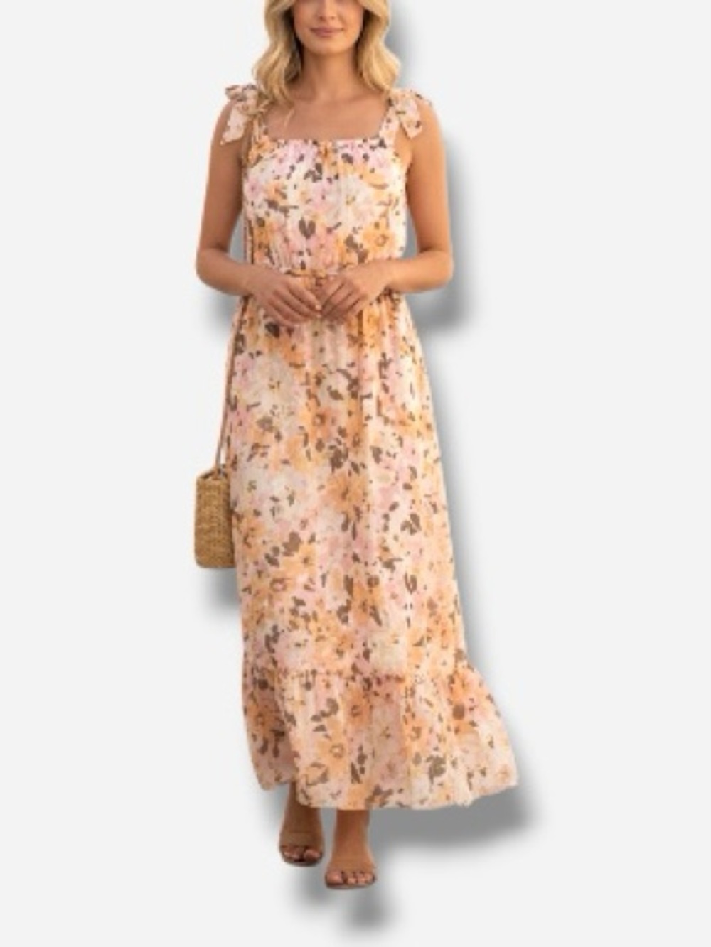 🌸New🌸 Donna Morgan Floral Belted Crepe MIDI Dress Sz 6 NWT